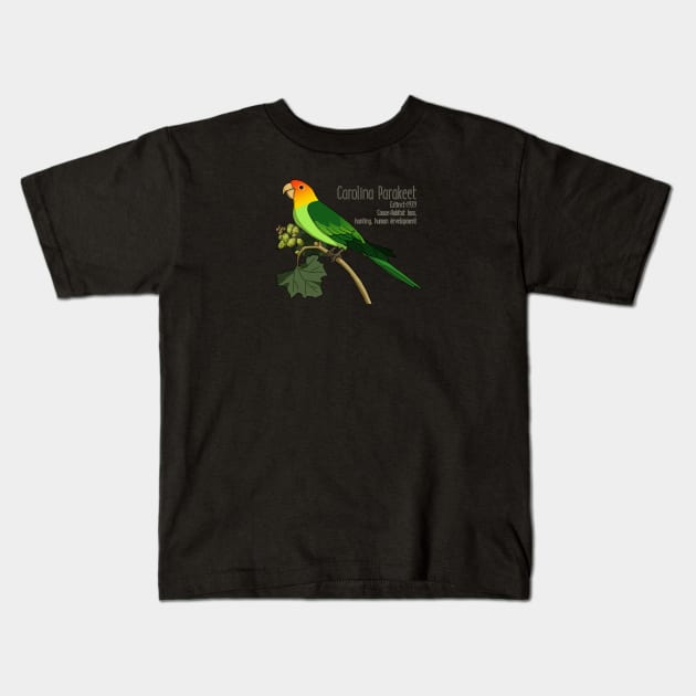 Extinct Species: Carolina Parakeet Kids T-Shirt by Feathered Focus